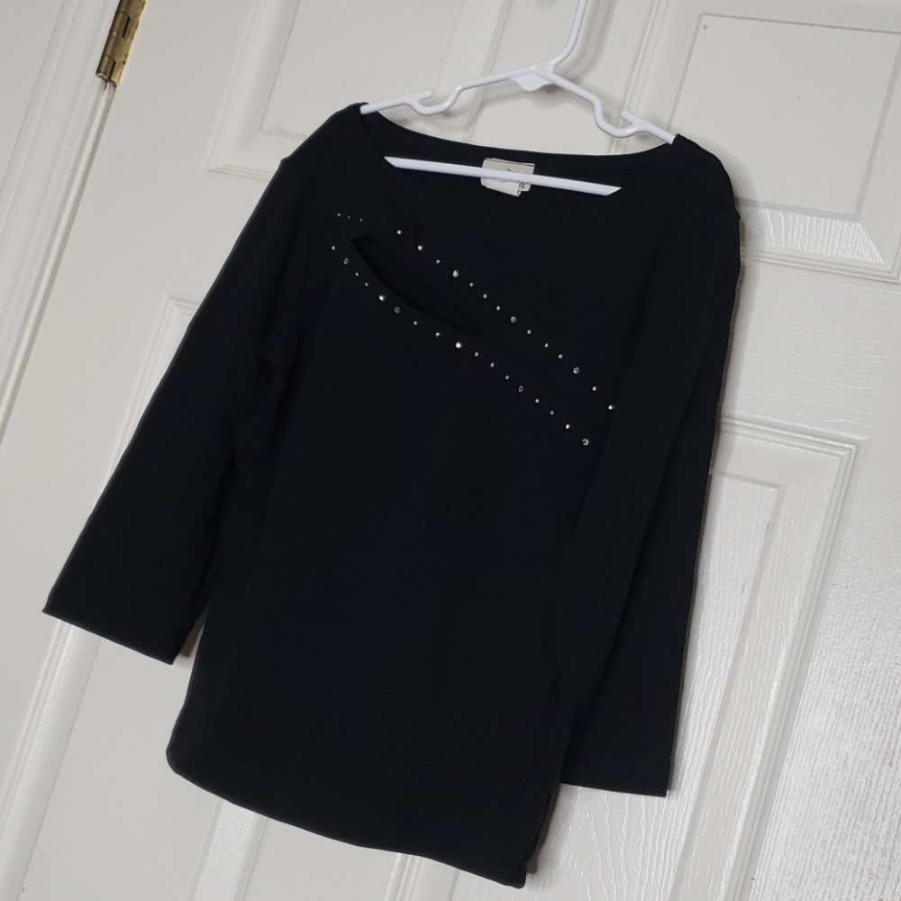 🤯3/$12 I Love You Black Slit Top Medium